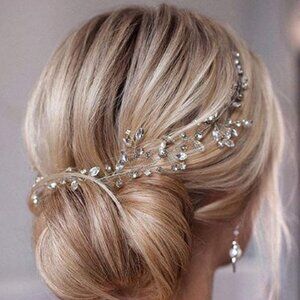Unicra Bride Wedding Rhinestone Hair Vine Bridal Silver Hair Piece Crystal